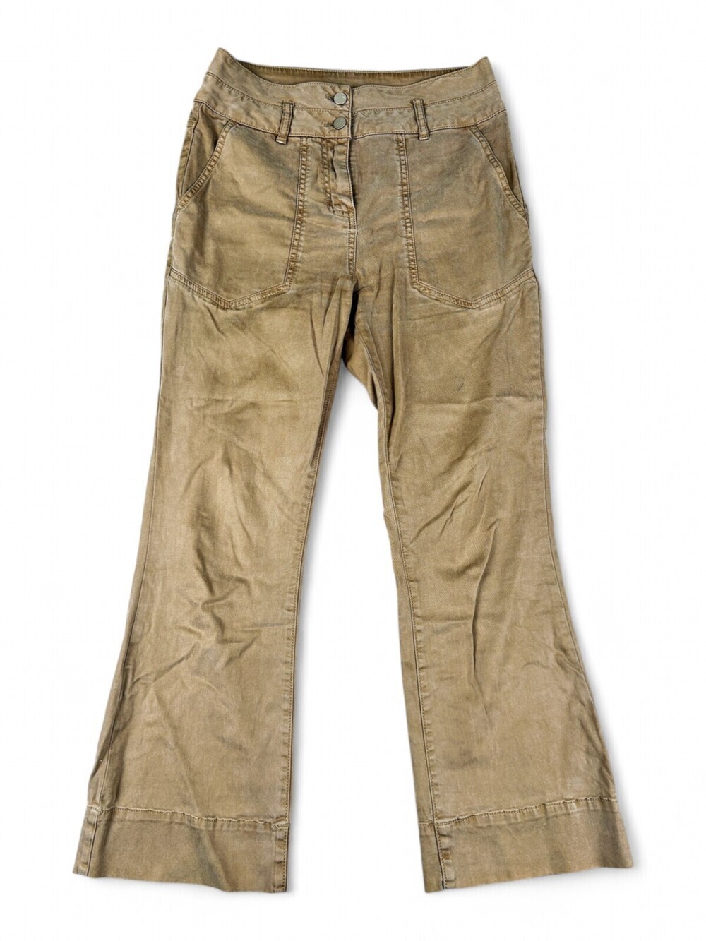 Joie Womens Bootcut Flare Pants Tan Khaki Double Snap Waist Size 4